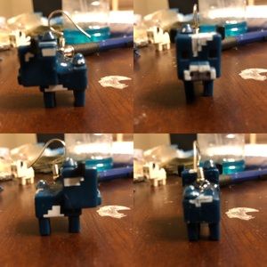 Blue Minecraft earrings